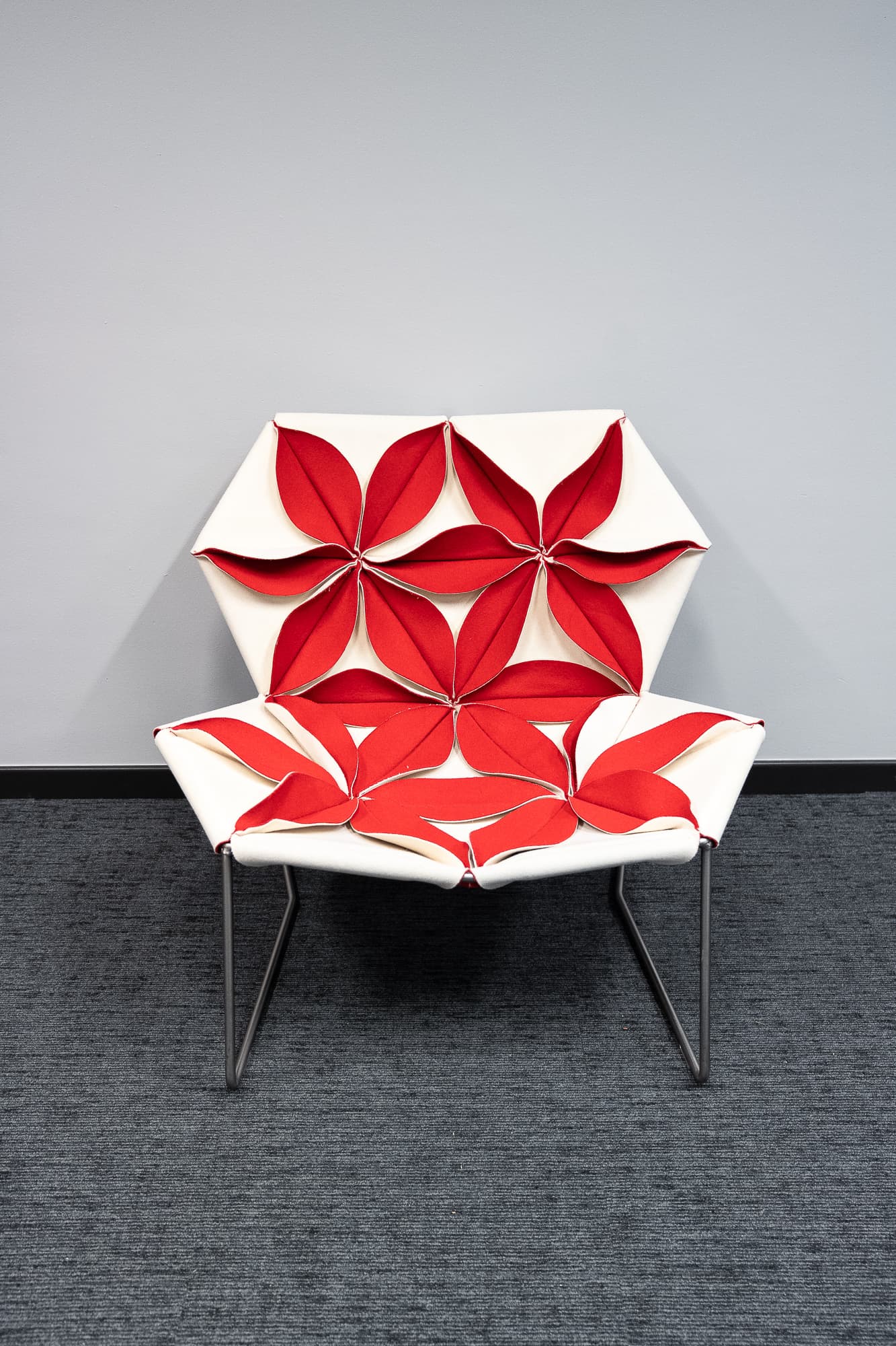 White armchair with flower