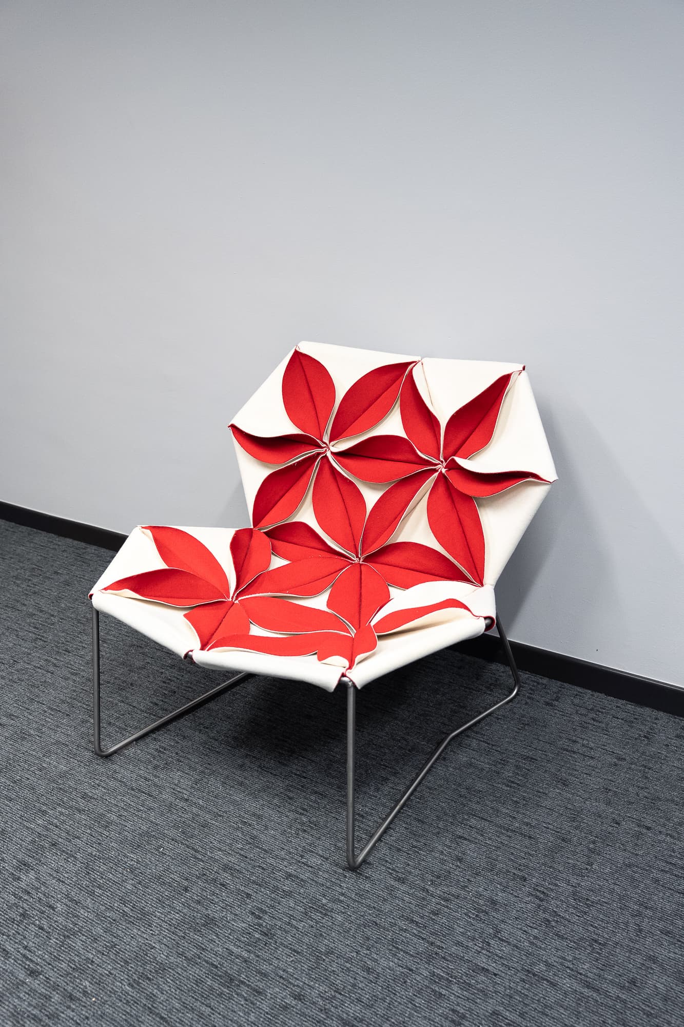 White armchair with flower