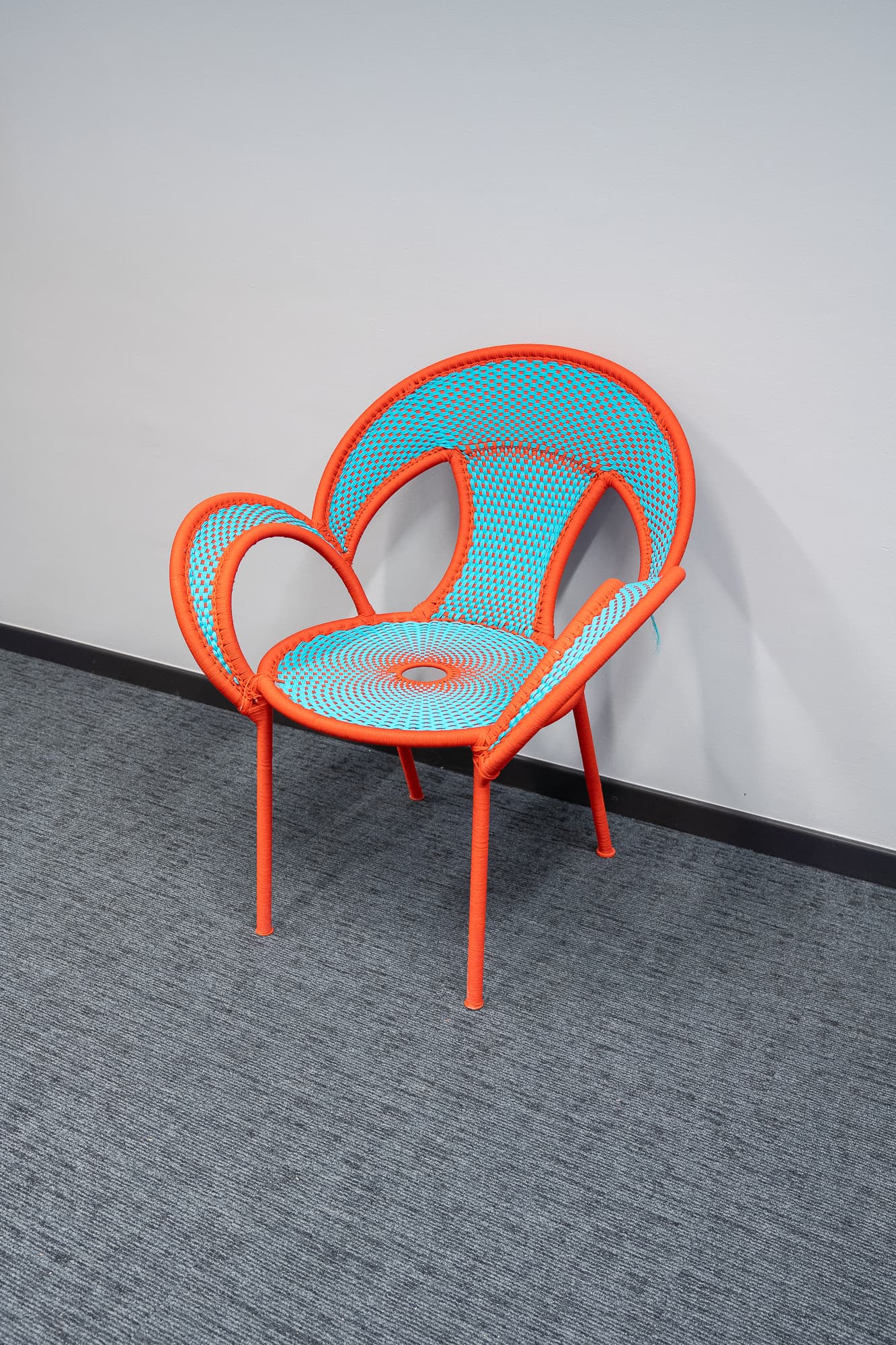 Turquoise and orange wicker chair Moroso-2