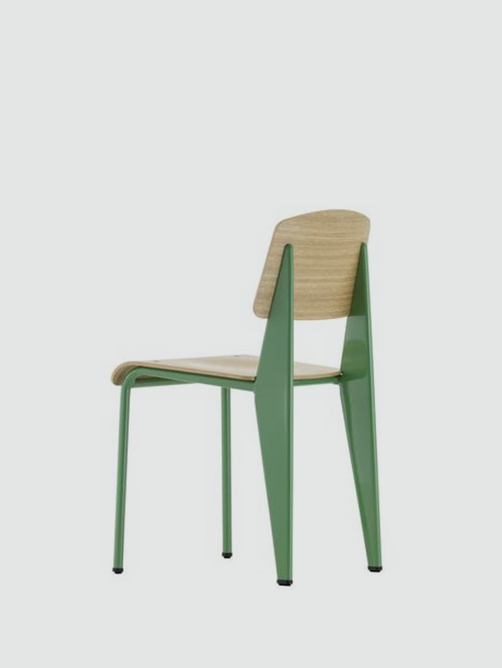 Green metal and wood Chair